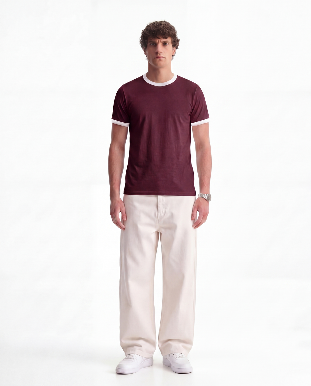 Studio Burgundy Ringer Tee