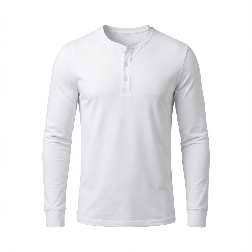 WHITE LONG SLEEVE HENLEY SHIRT