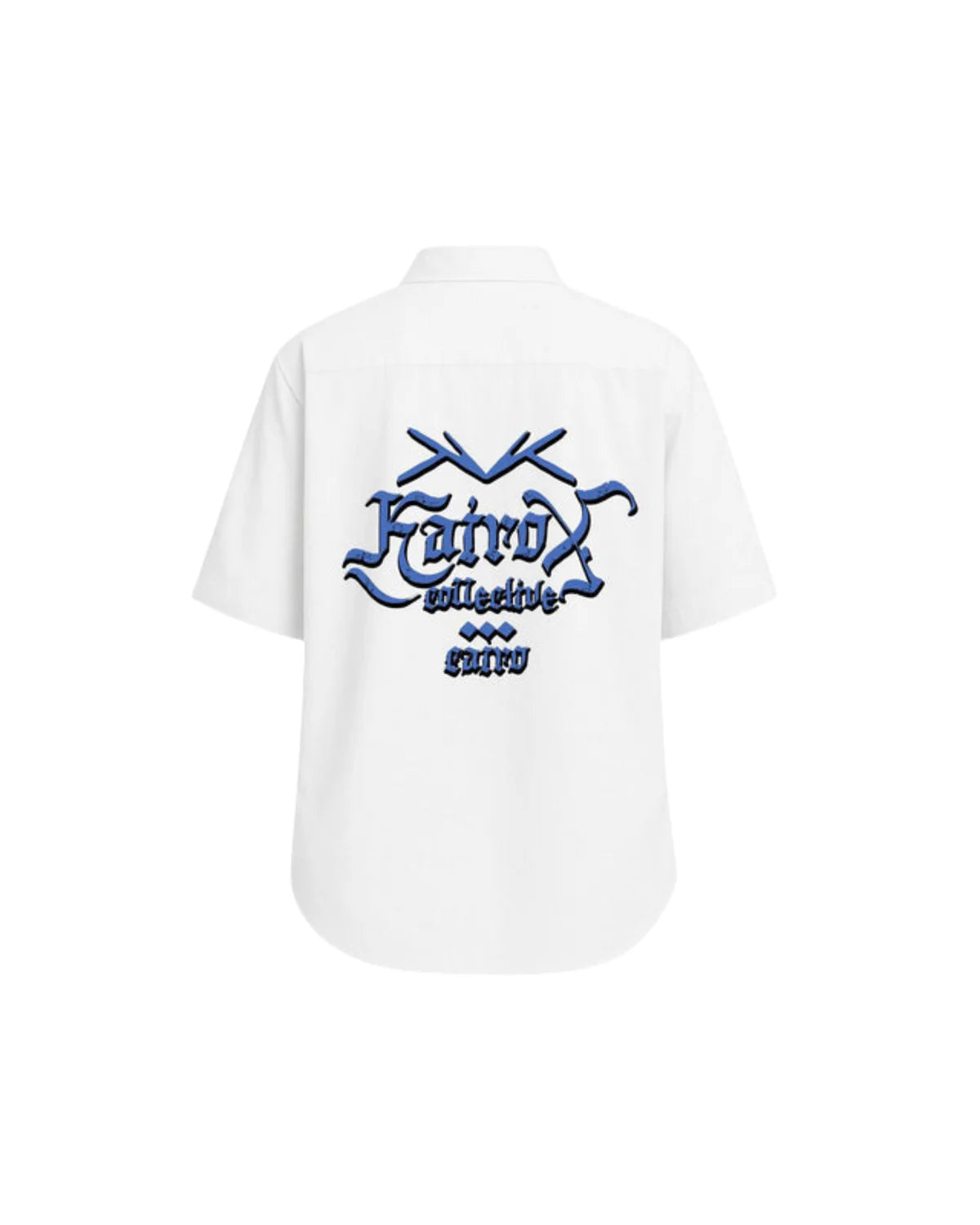 White Linen Oversized Shirt — Blue Print