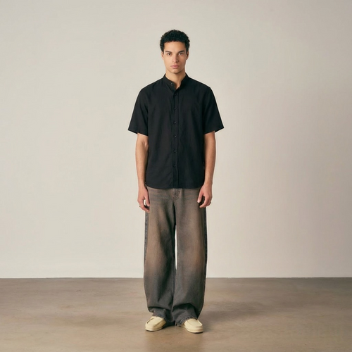 Black Oversized Linen Shirt