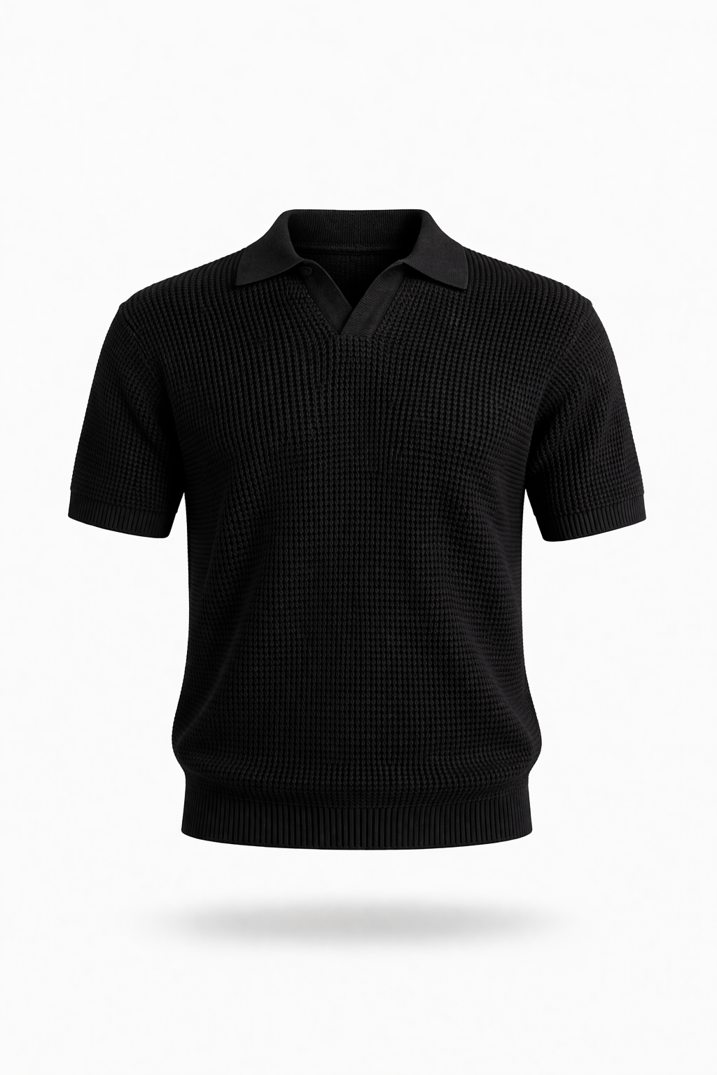 Midnight Black Knit Polo