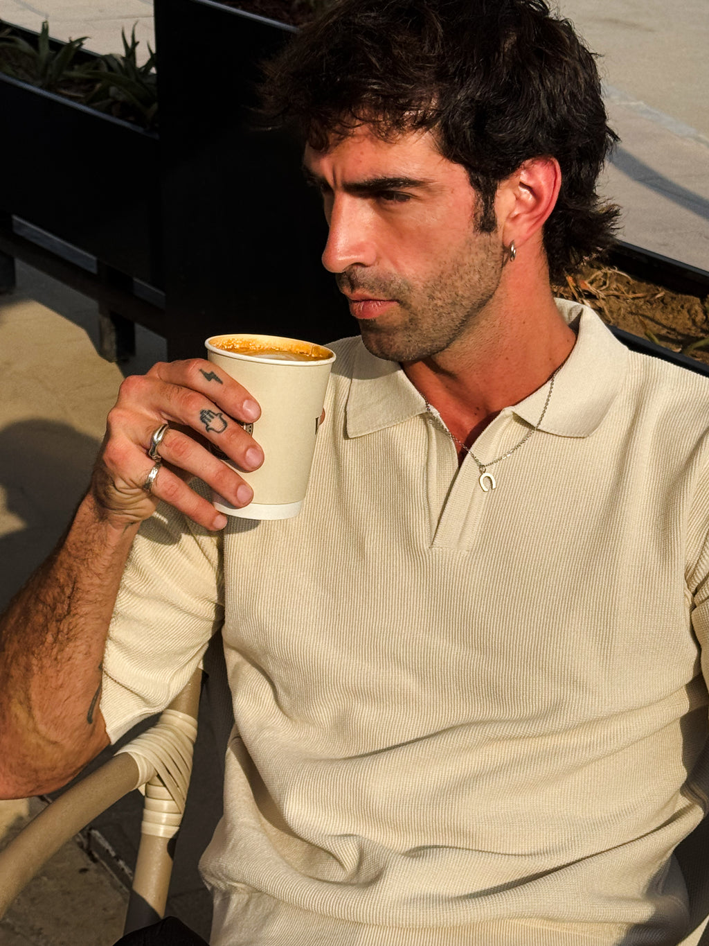 Sandstone Beige Knit Polo