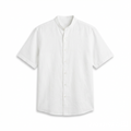 White Linen Oversized Shirt — Blue Print