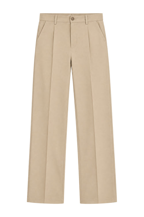 Beige Tailored Trousers, flat lay front