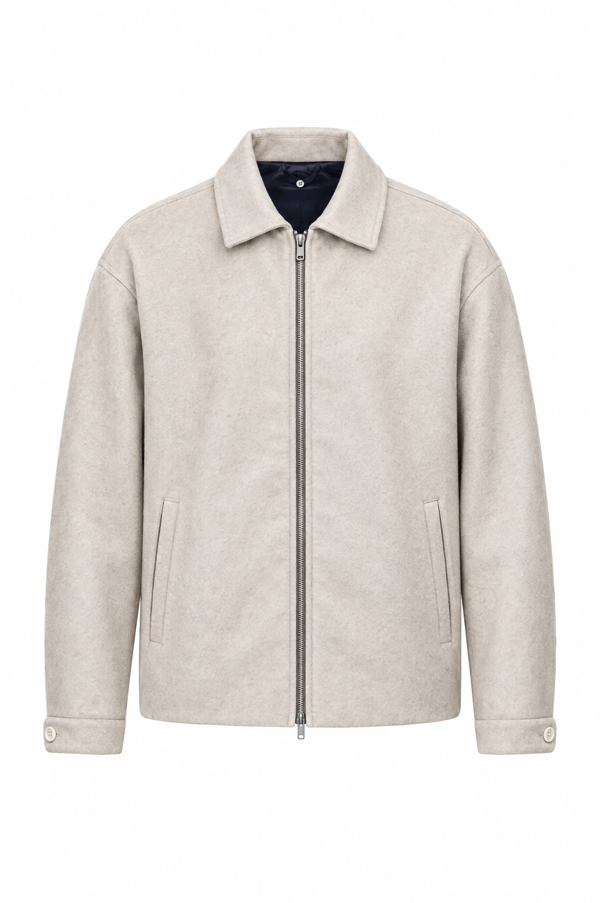 Beige wool jacket, flat lay