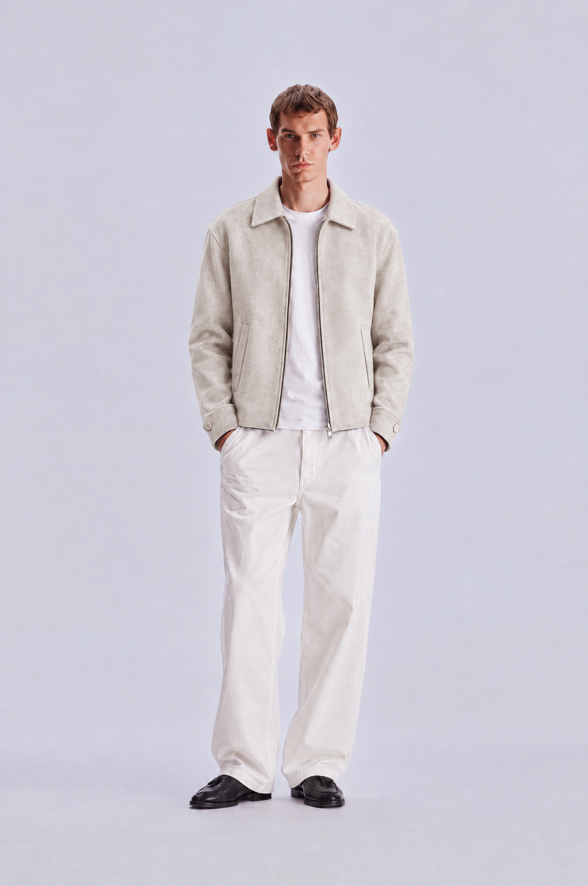 Beige wool jacket, front