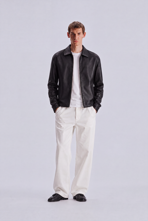 Black leather jacket, front