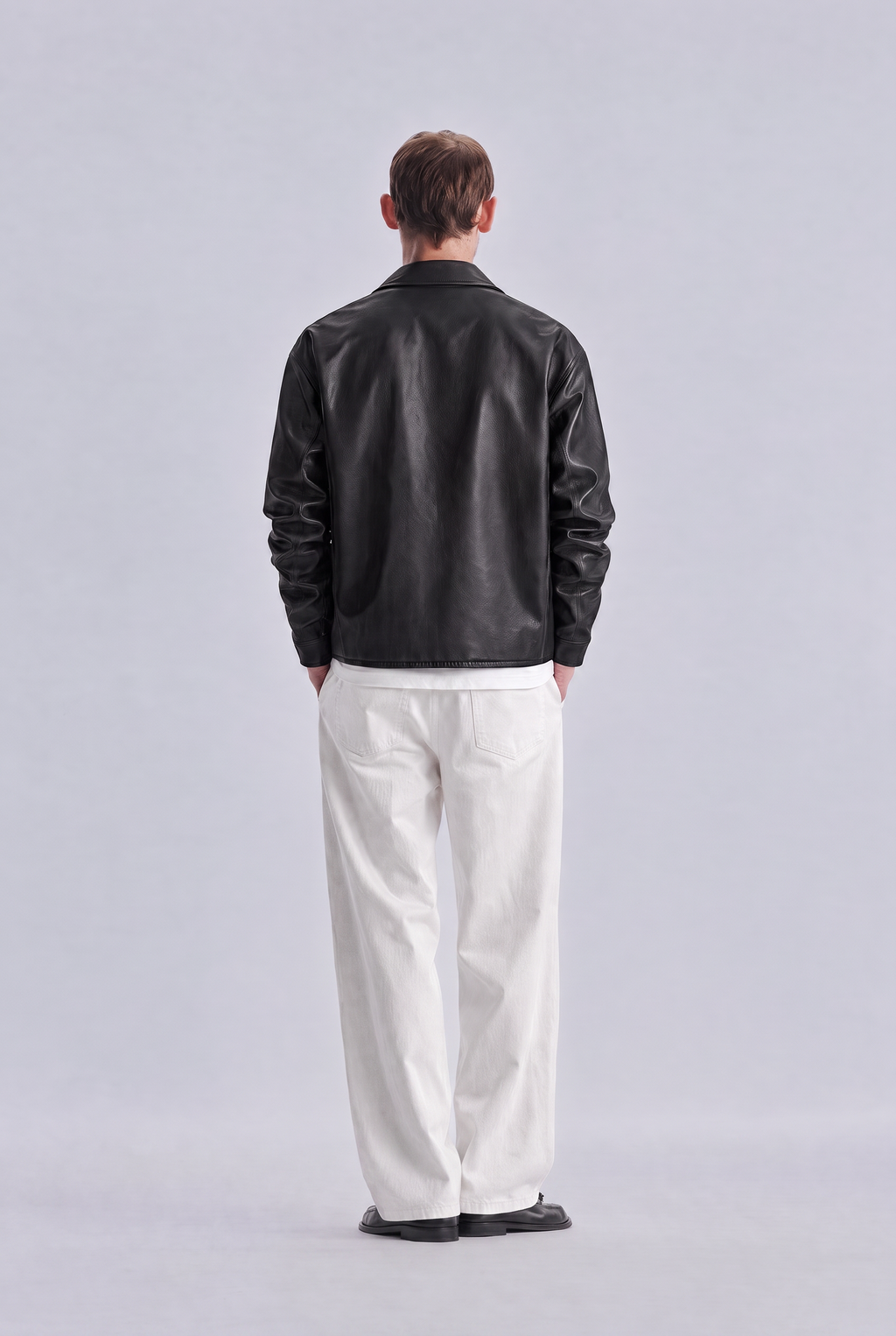 Black leather jacket, back
