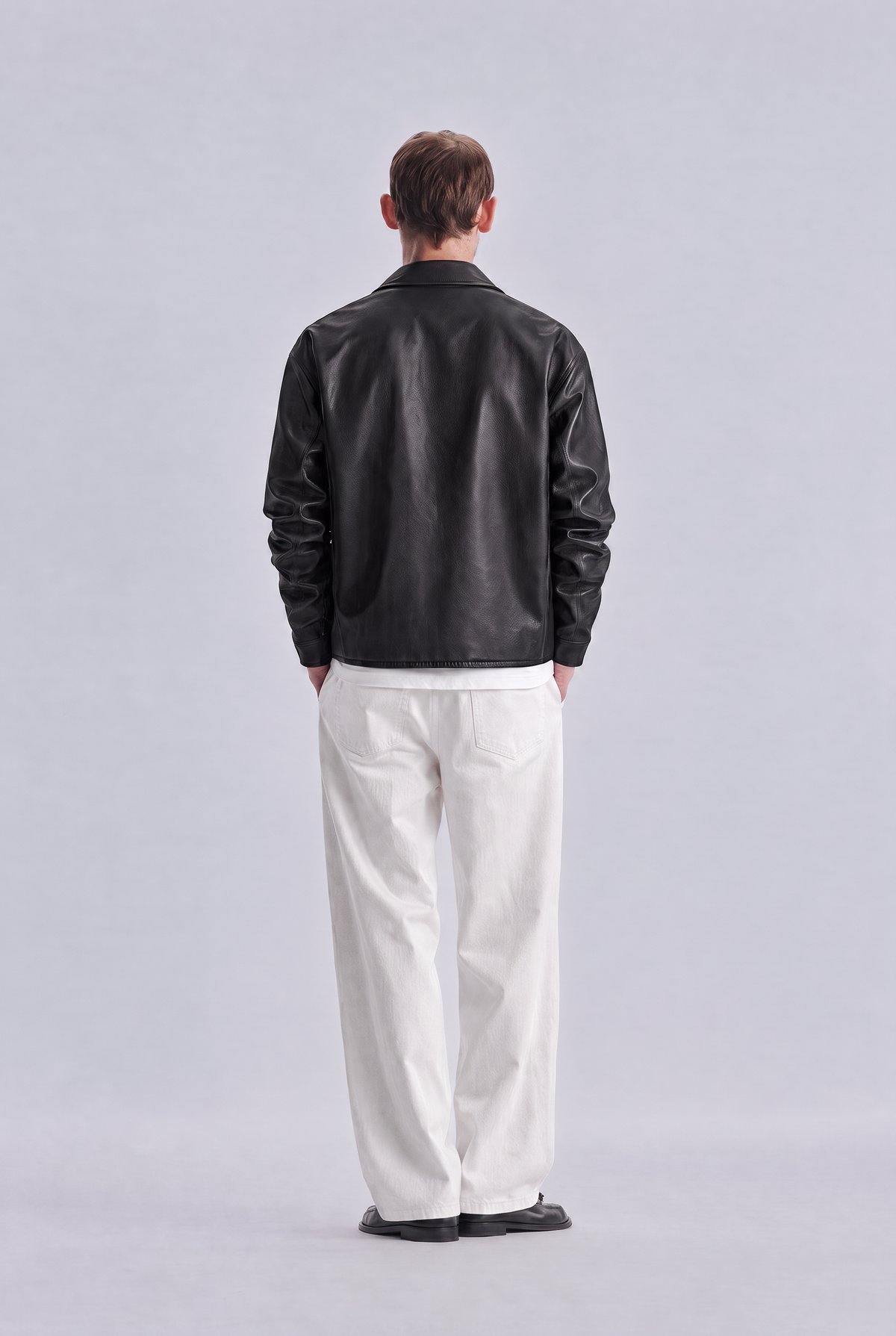 Black leather jacket, back