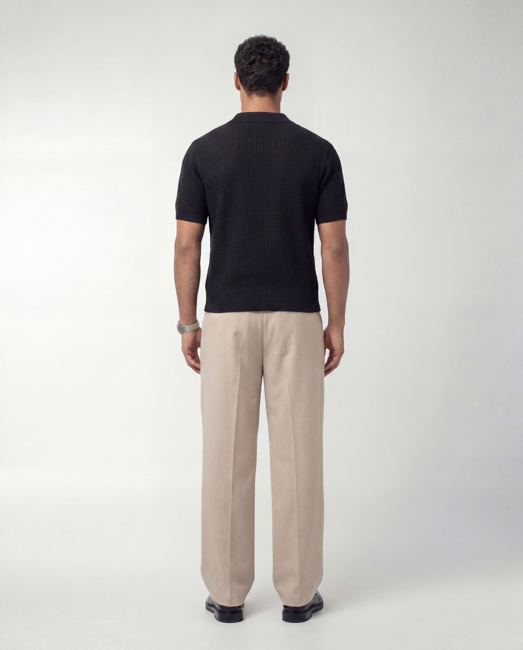 Midnight Black Knit Polo