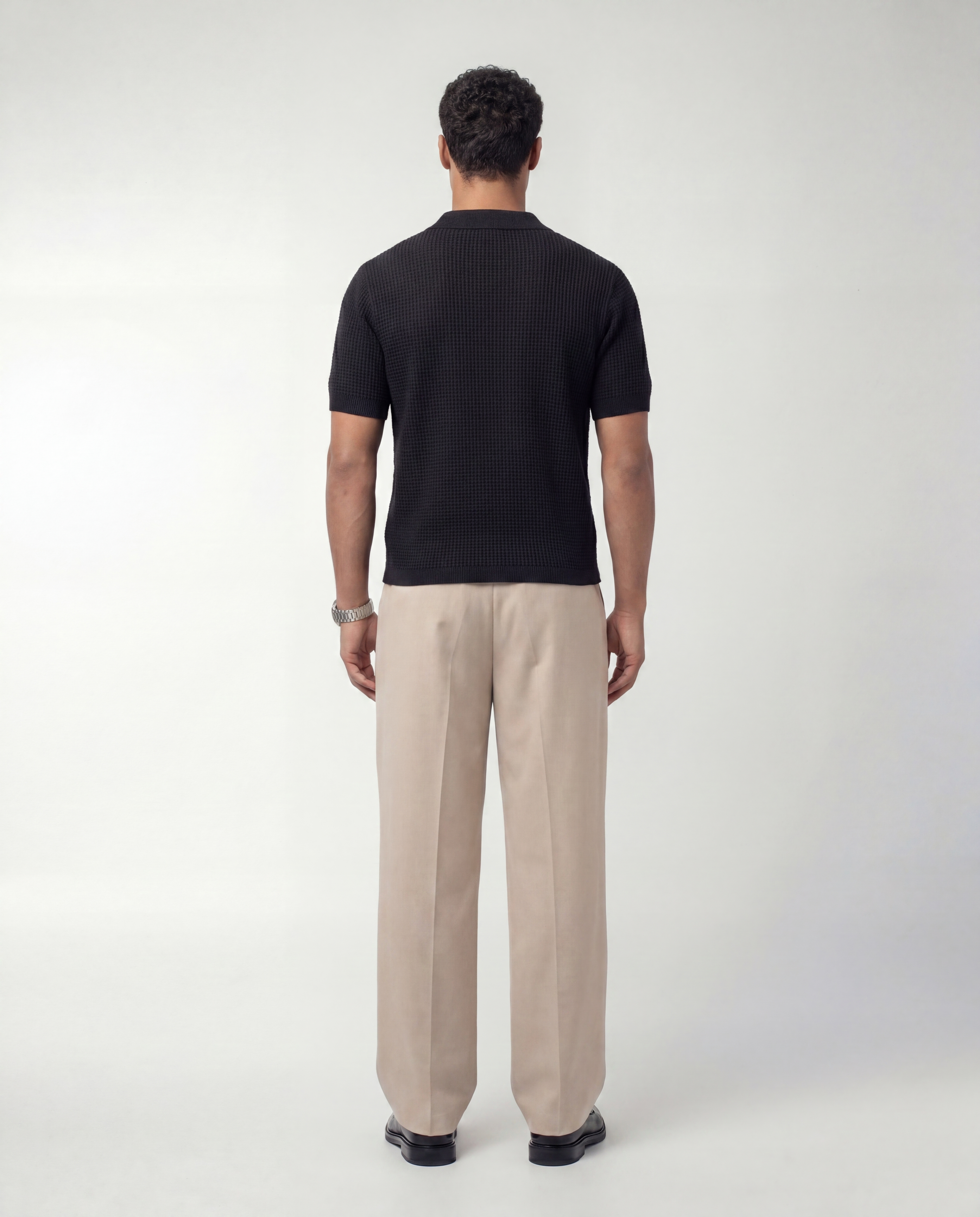Midnight Black Knit Polo