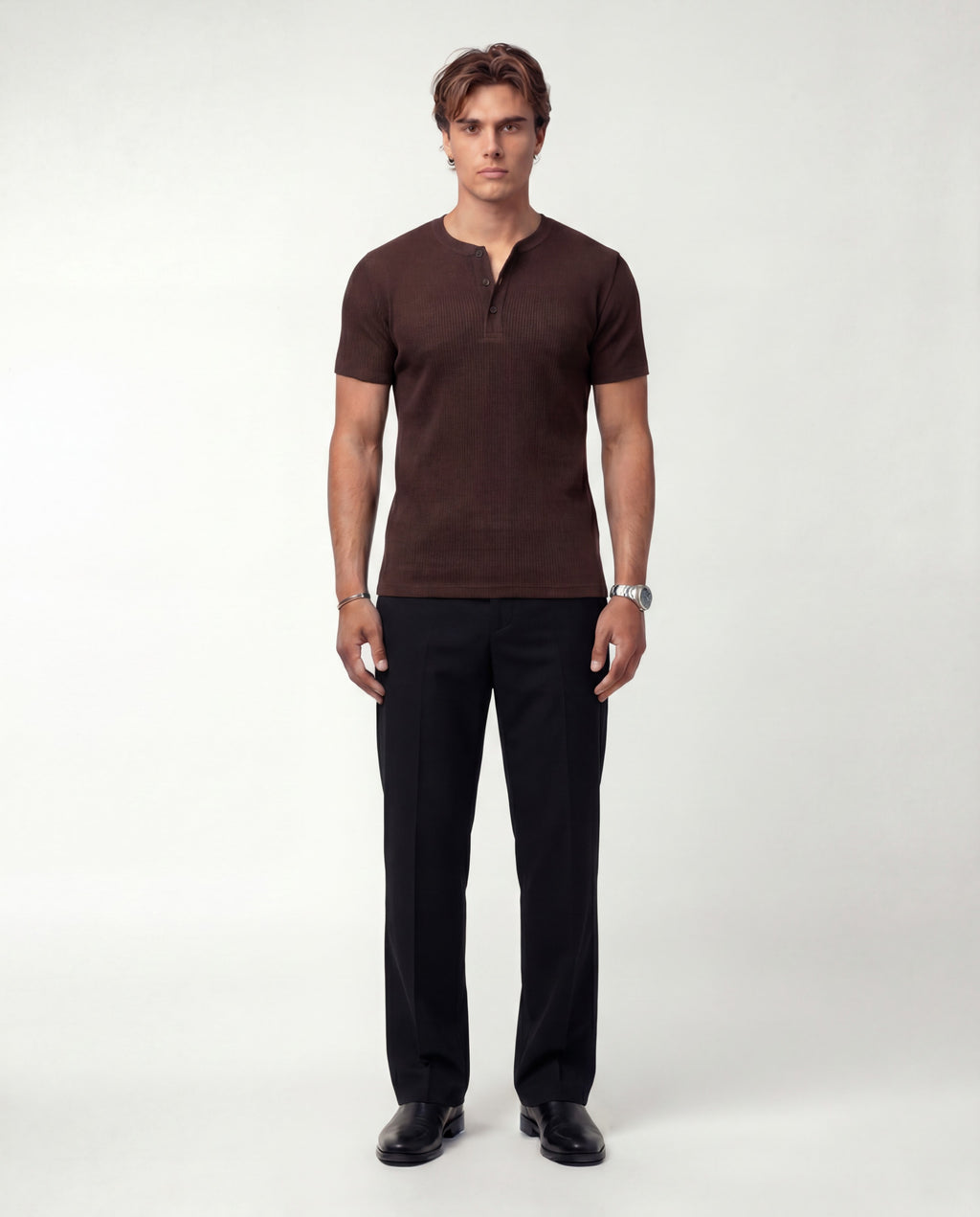 Espresso Brown Henley