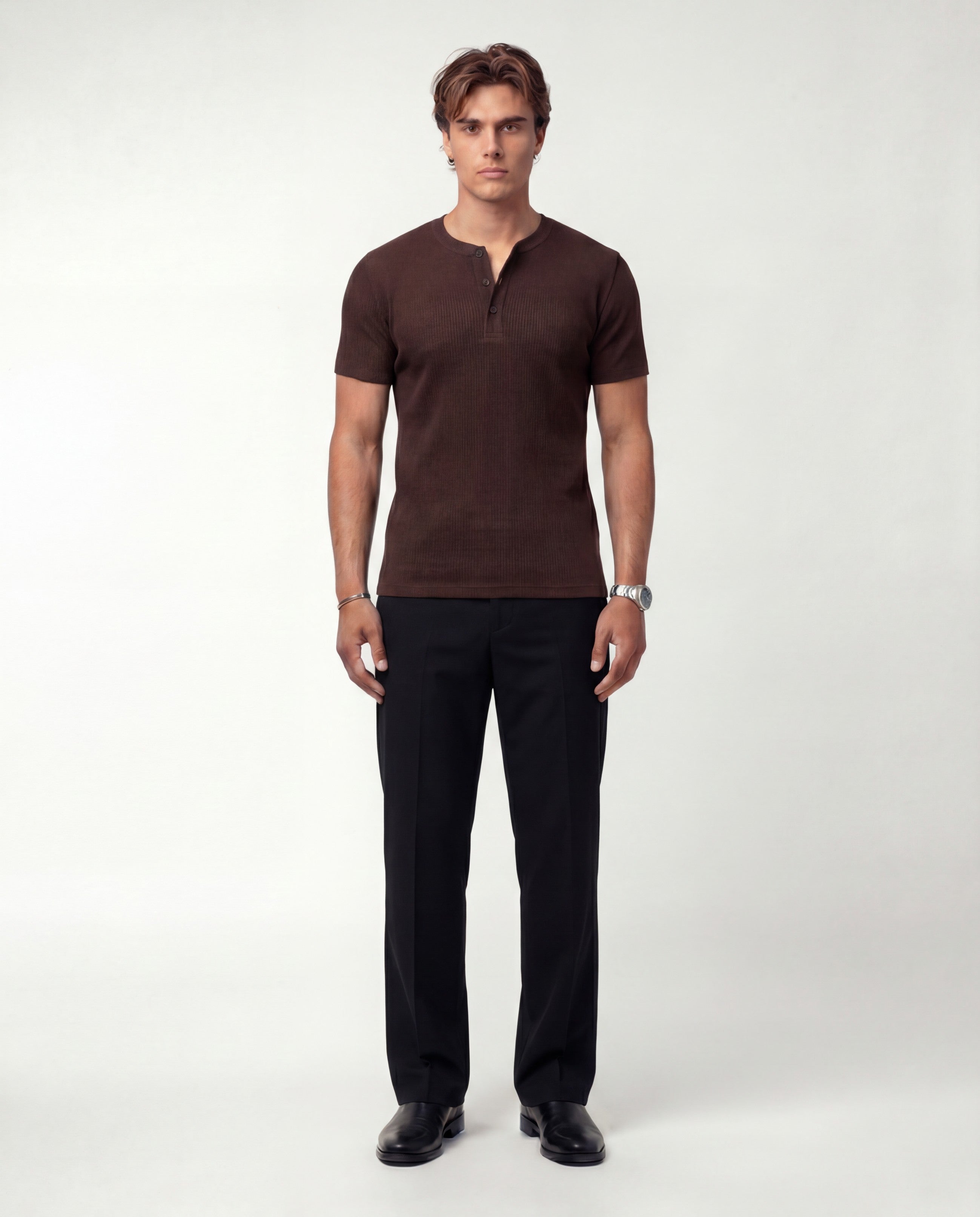 Espresso Brown Henley