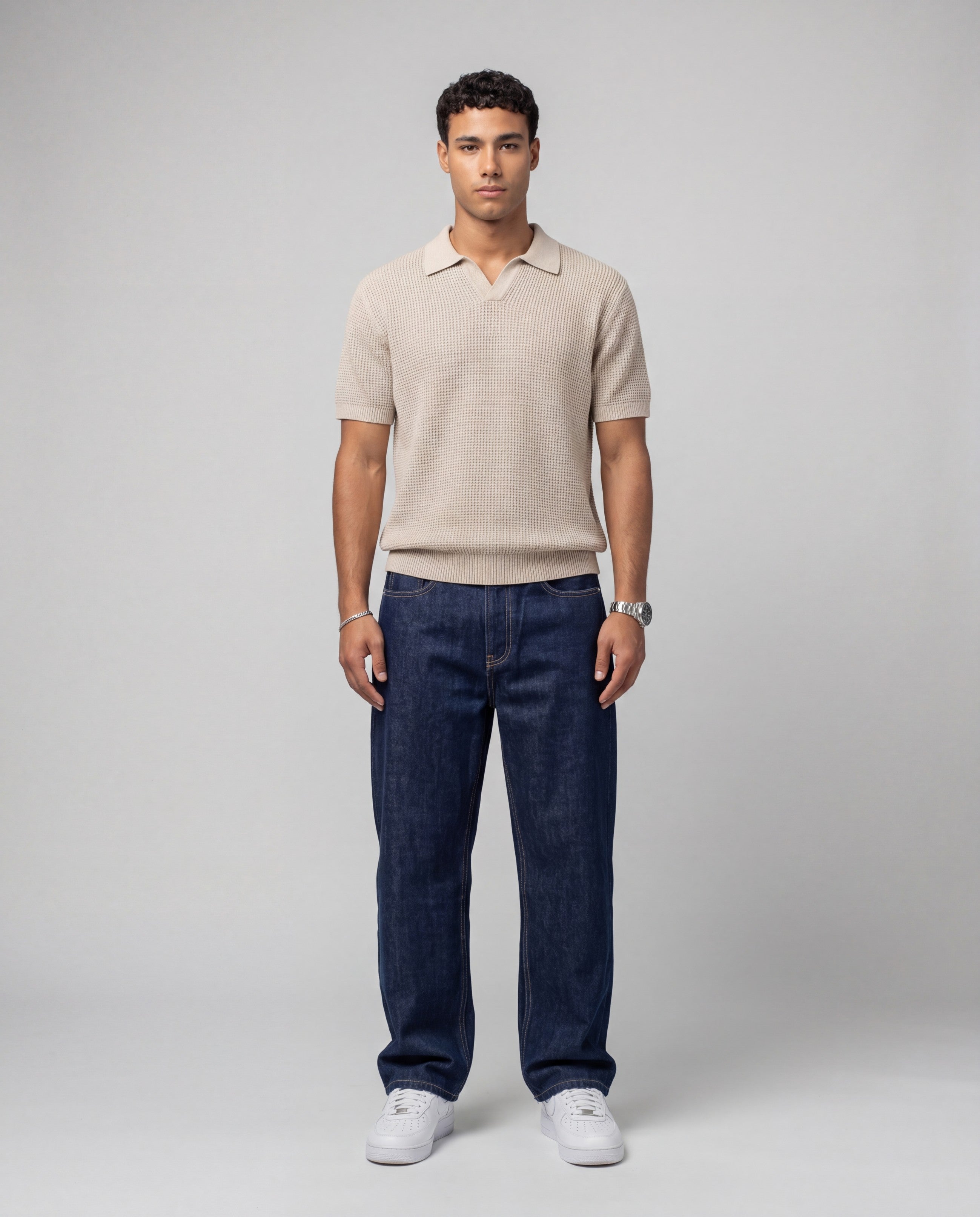 Sandstone Beige Knit Polo