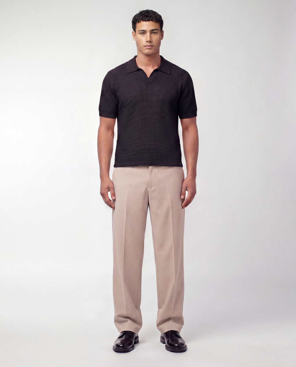 Midnight Black Knit Polo