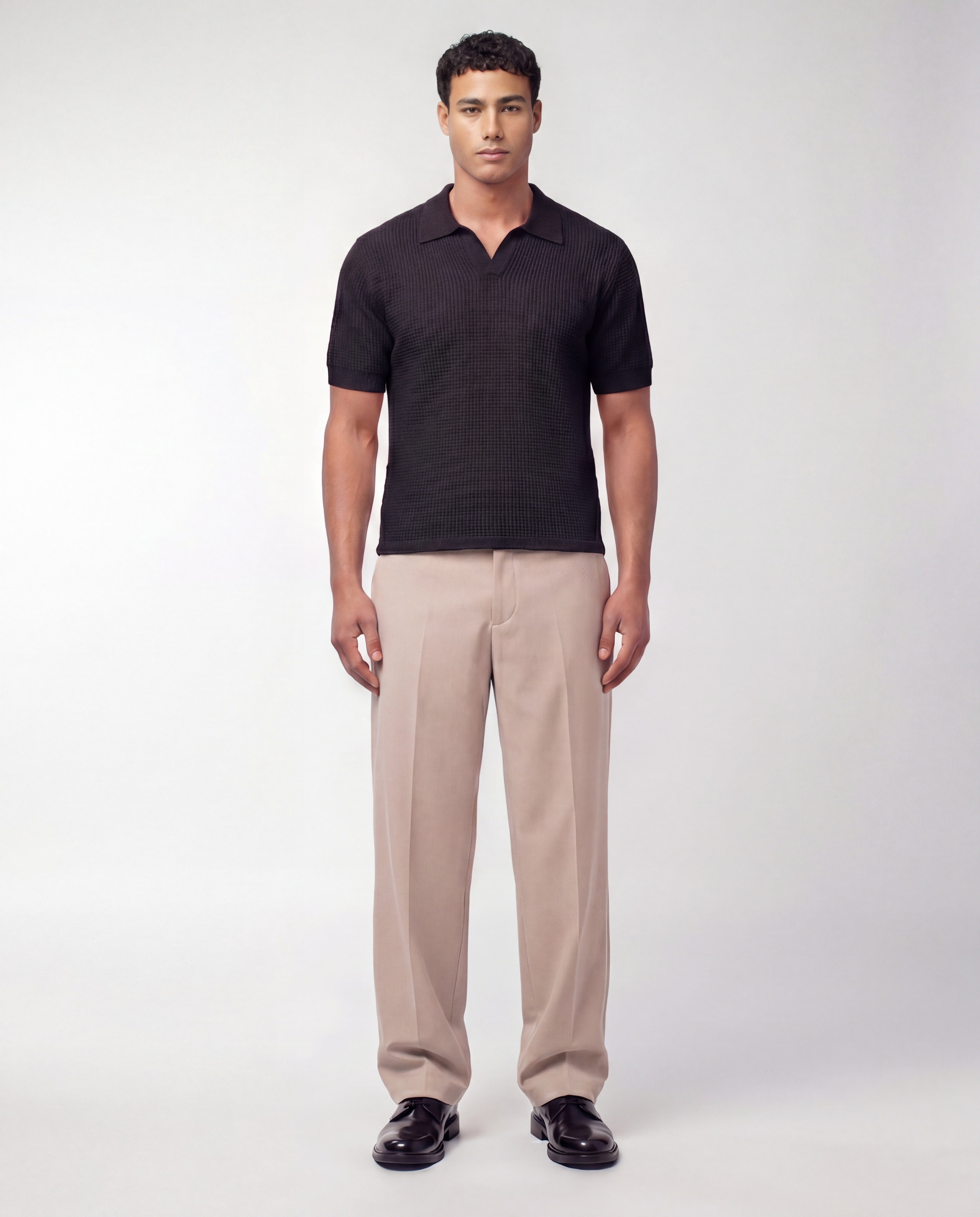 Midnight Black Knit Polo