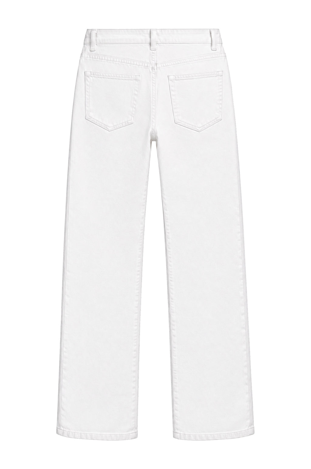 White denim jeans, flat lay back
