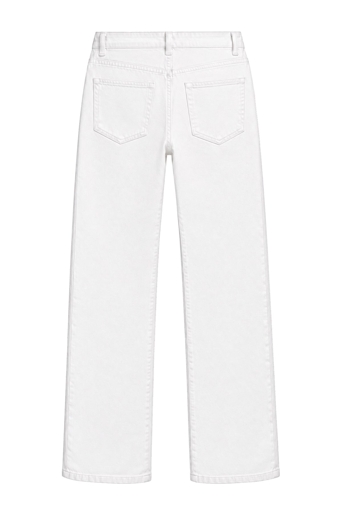 White denim jeans, flat lay back