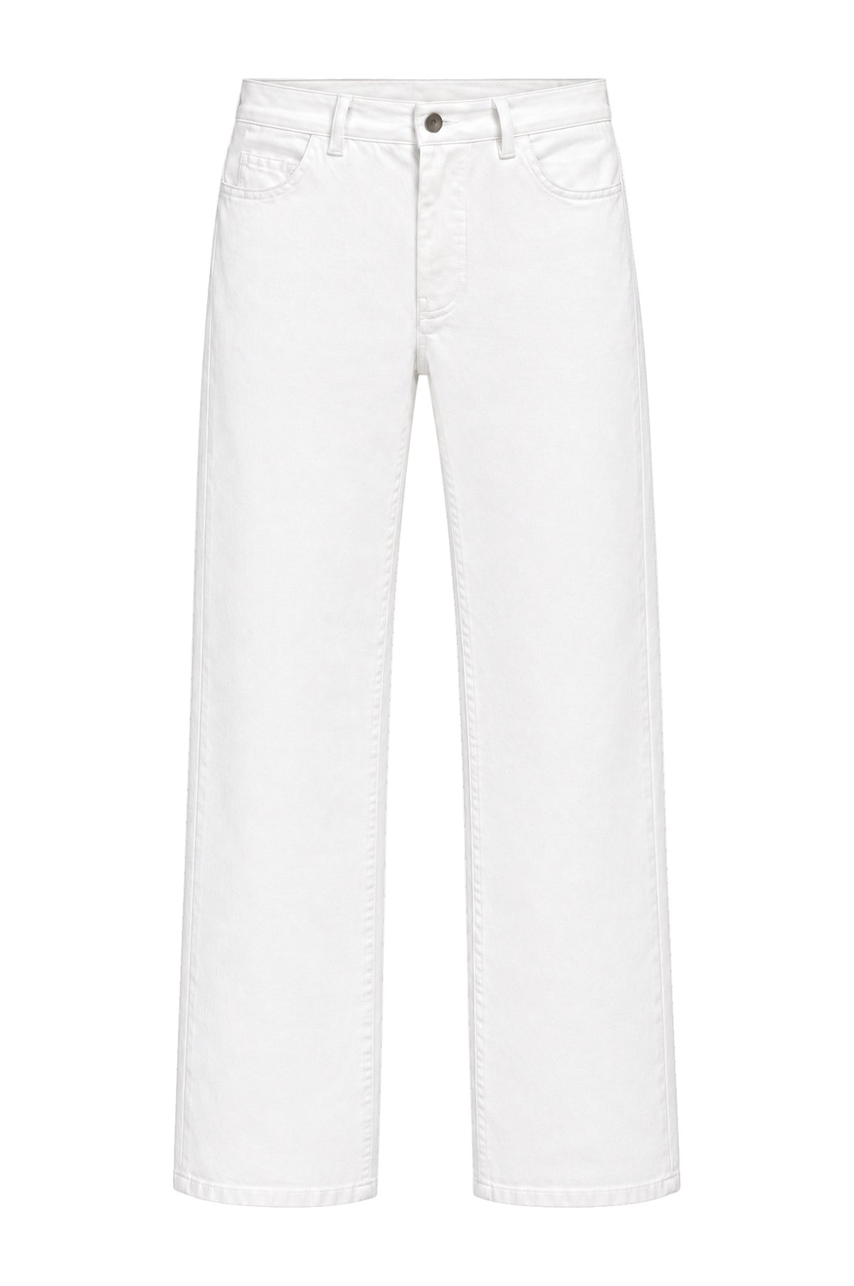 White denim jeans, flat lay front